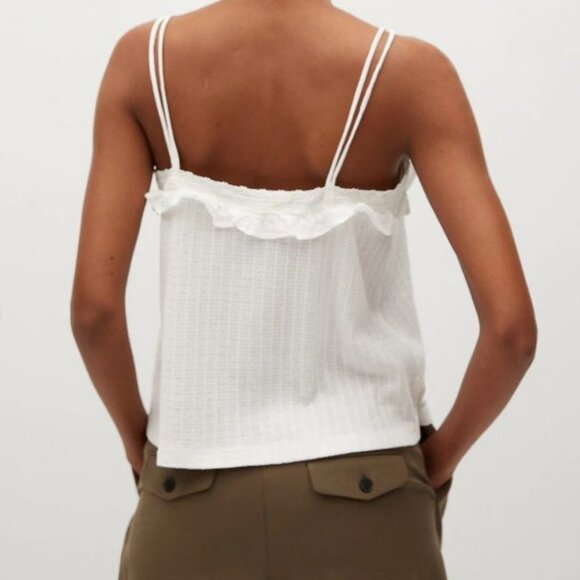 Mango ruffle knit lace cami top white women's size M - Picture 2 of 5
